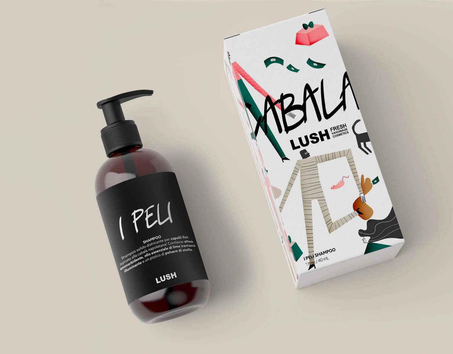 The «I peli» bottle beside its Cabala box.