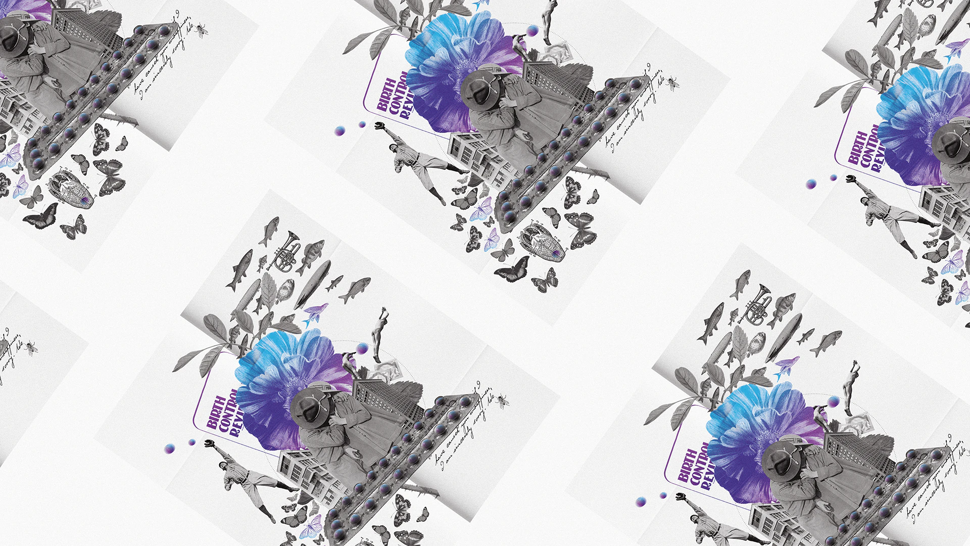 The collage leaflets in a pattern.