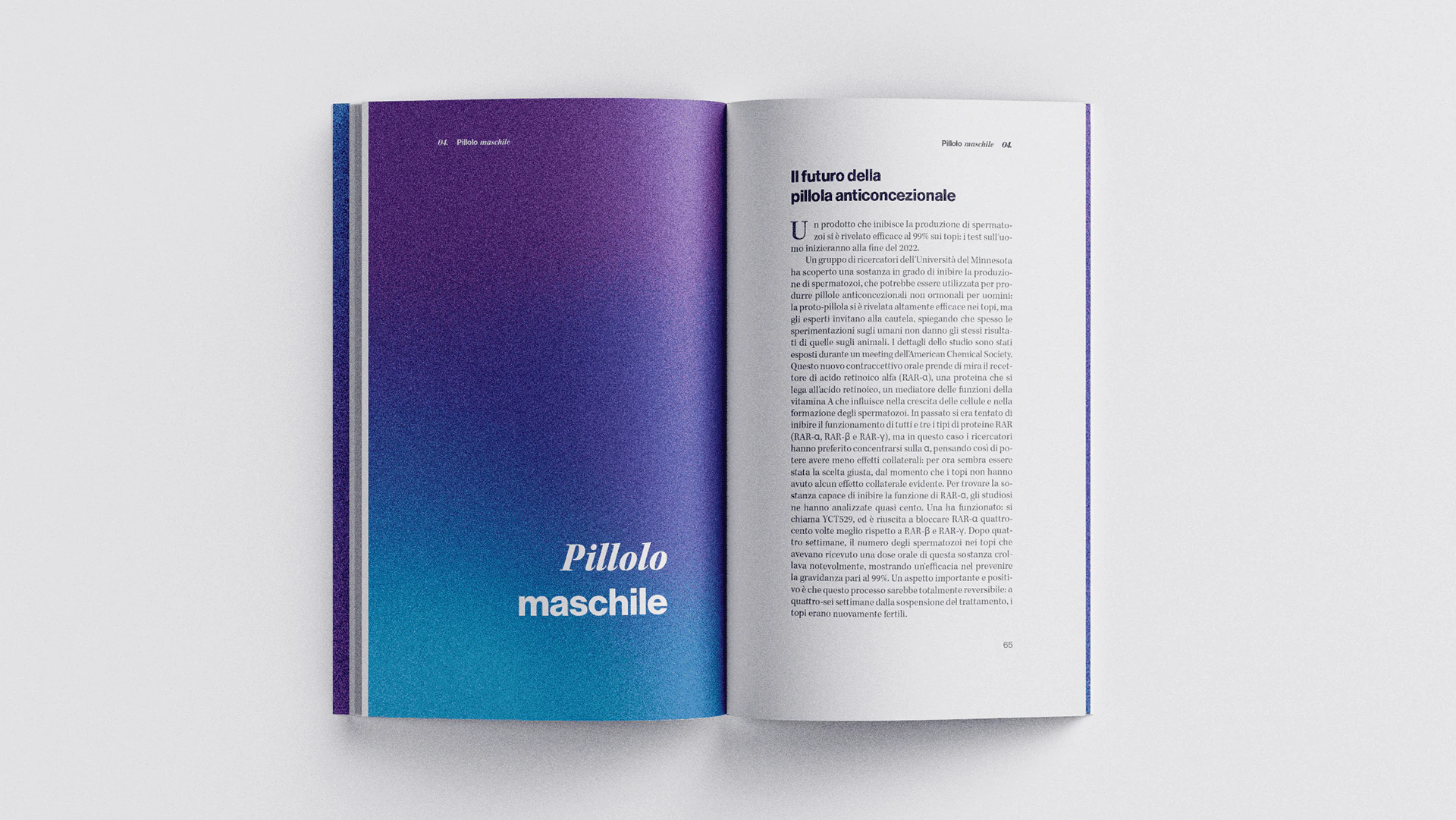 The book open on a chapter opening in a purple and blue gradient.