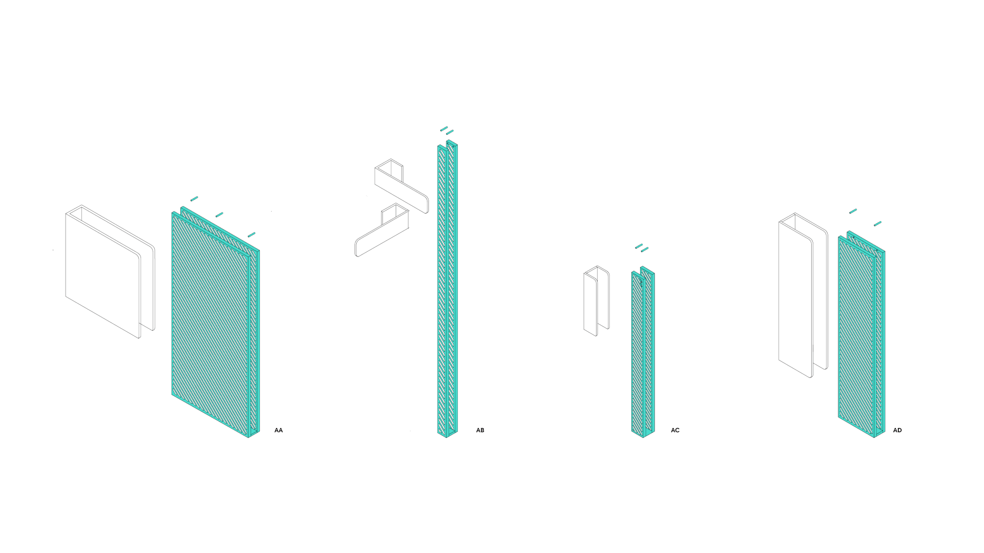 Exploded drawings of the structures of the signs.