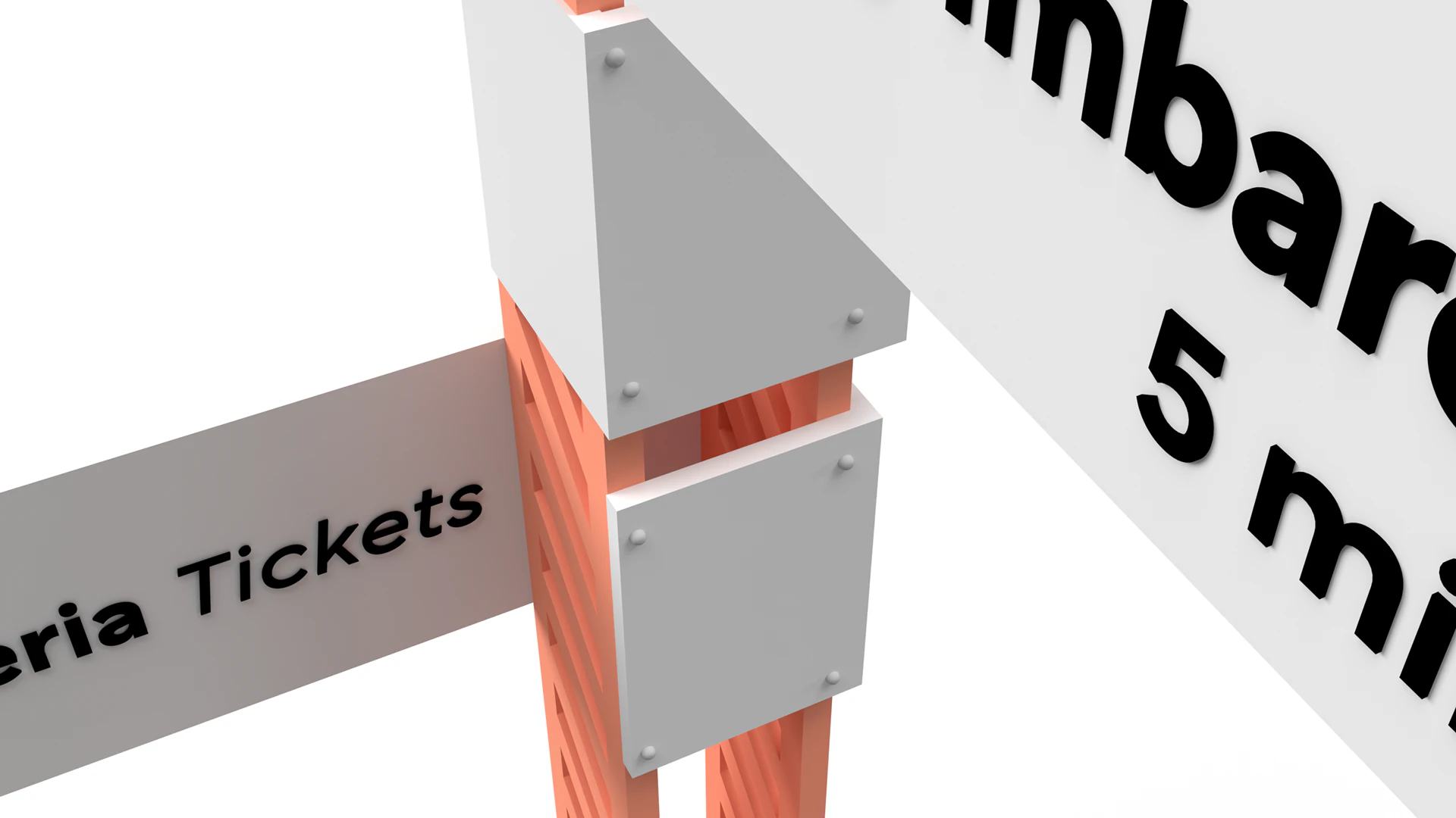 Detail of how the direction signs are fixed.