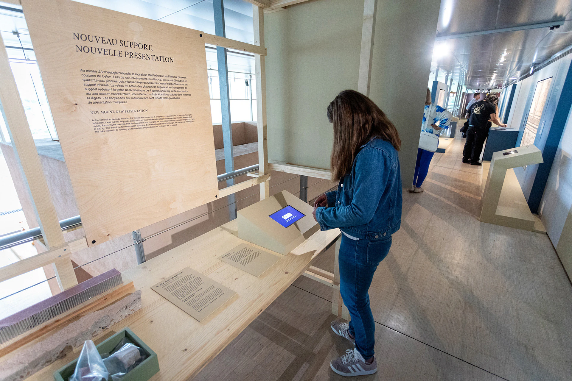 A visitor using an interactive station.