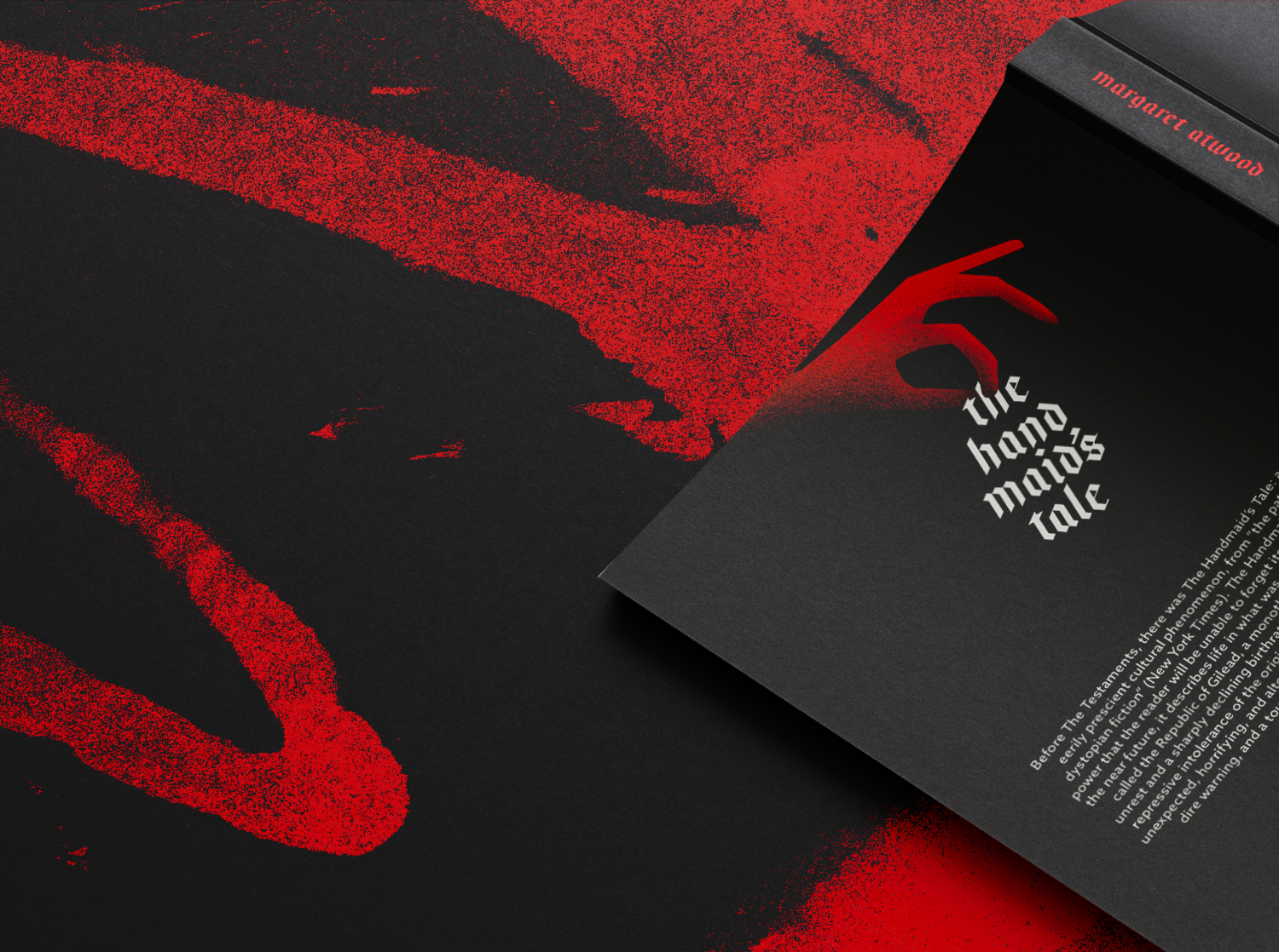 The back cover, with a red hand, on red spray paint.