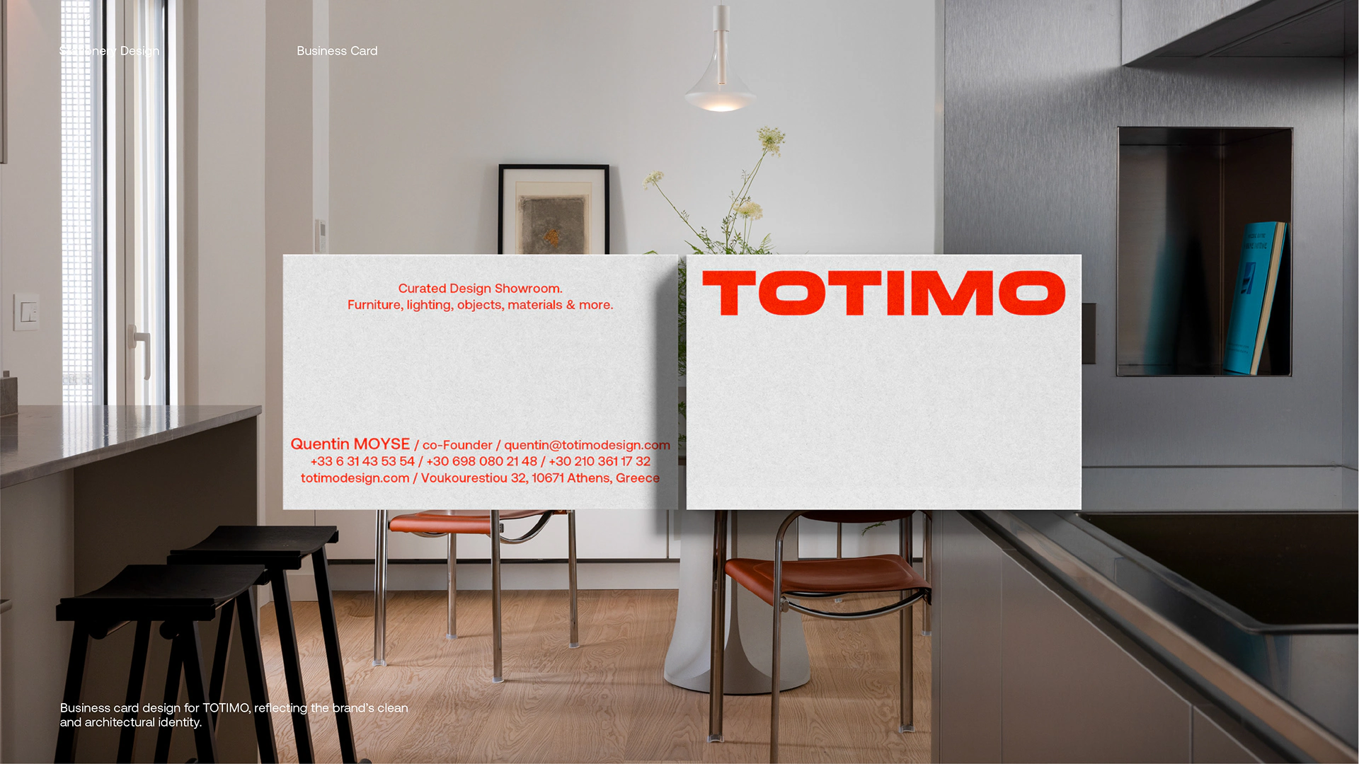 TOTIMO stationery on a table in the showroom.