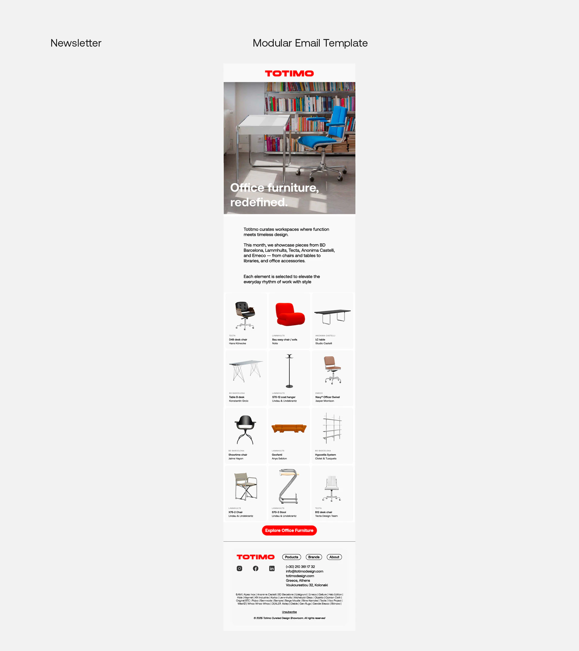 A TOTIMO newsletter, built on a modular email template.