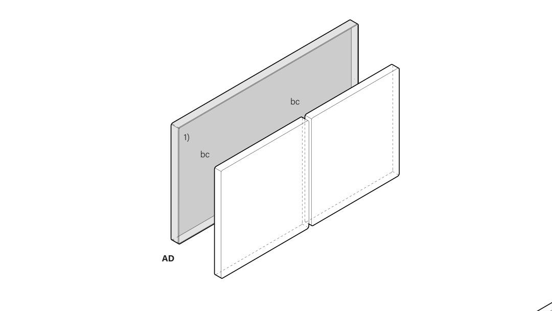 Drawing of how a panel is fixed to the wall.