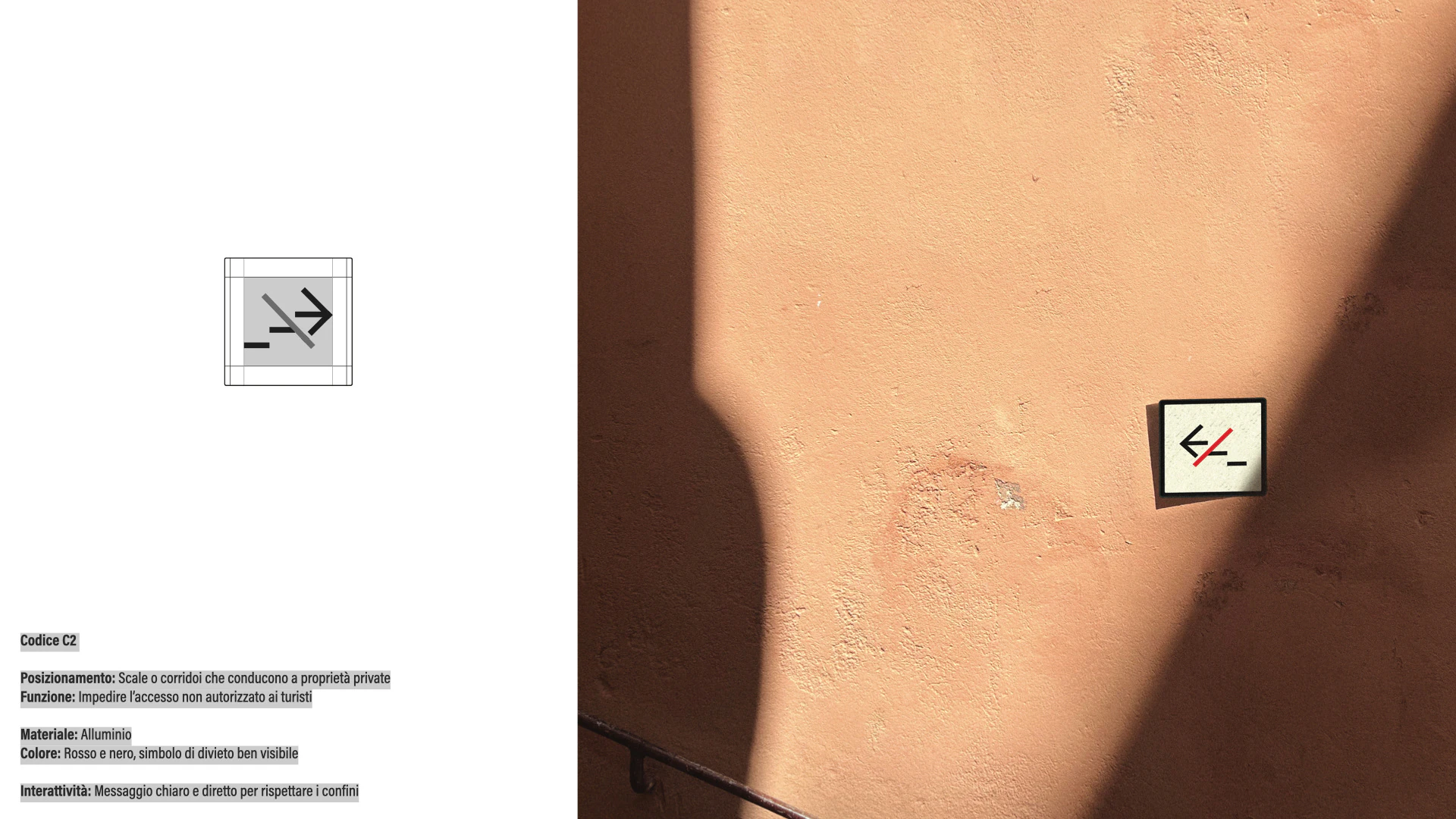 A small sign with a pictogram: the drawing and the sign on a wall.
