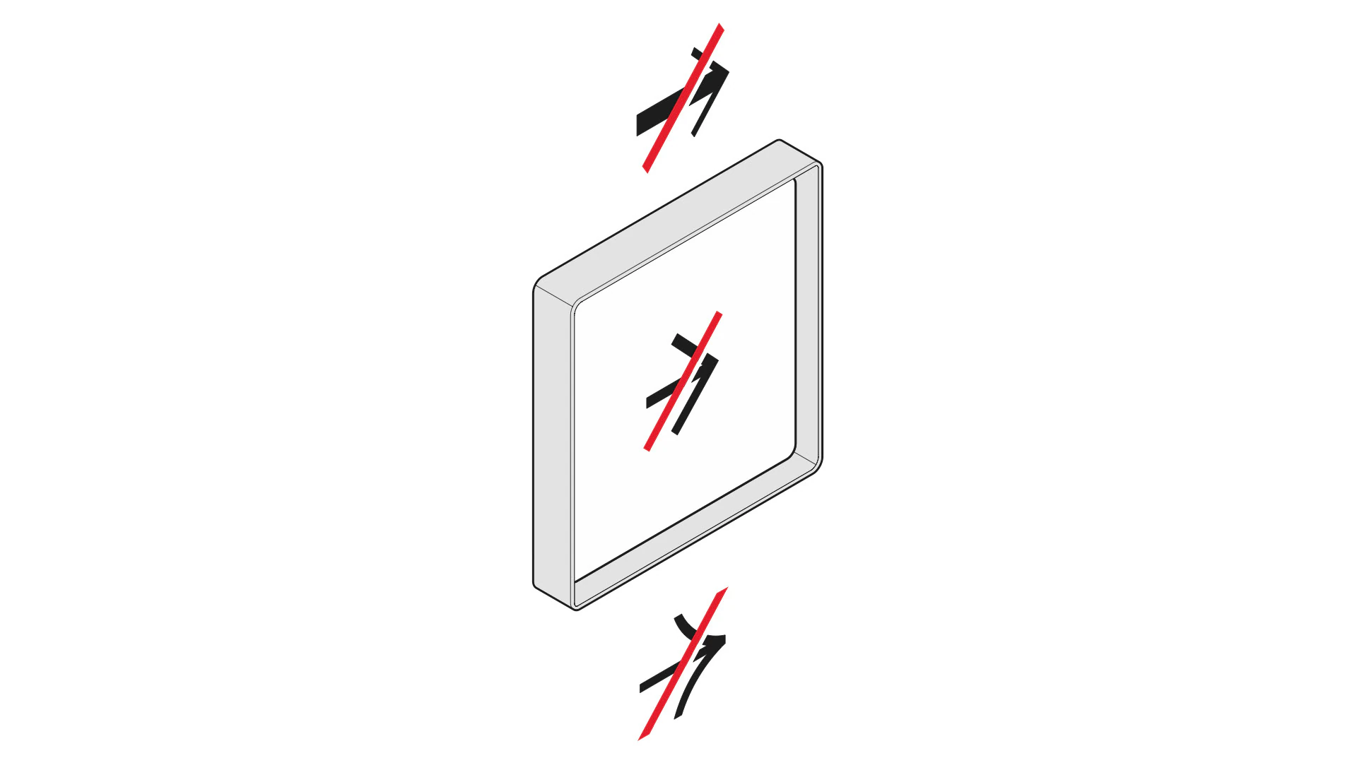 Drawing of a directional sign with its arrows.