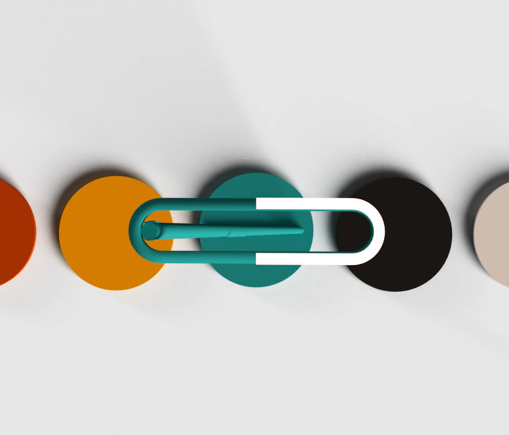 The five colours of the lamp, close up.