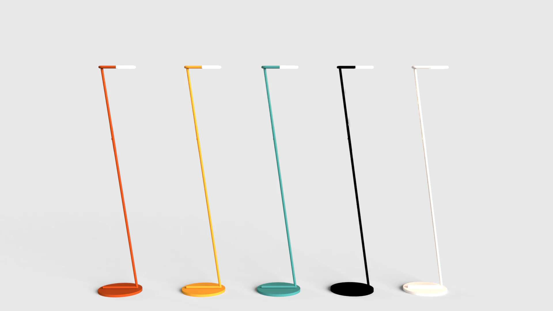 The five lamps standing side by side.